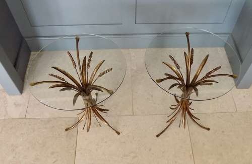 Pair Of Gilt Brass Wheatsheaf Side Tables